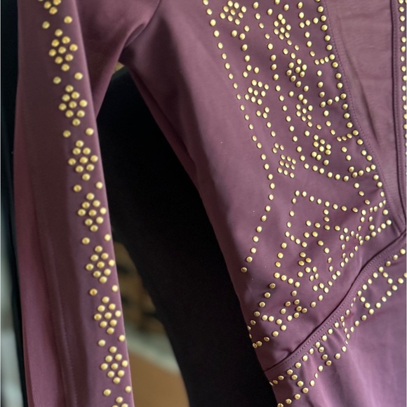 🎆Weissman Studded Dance Leotard in Raisin (Burgundy/Maroon) w Open Back - Picture 5 of 8